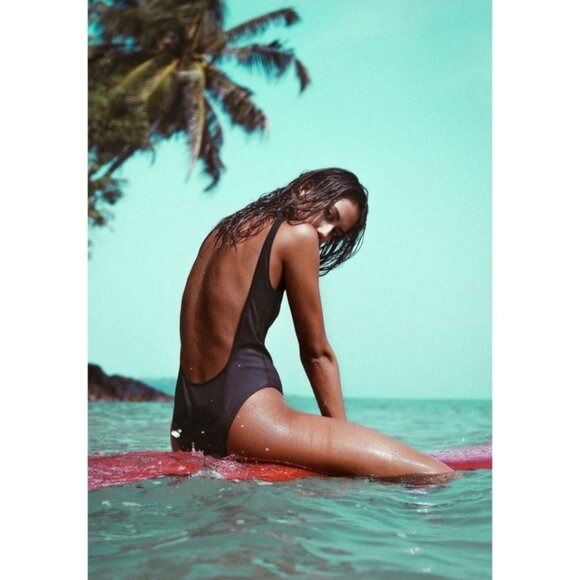 Billabong Way Back One Piece Surf Neoprene Zip Swimsuit Sz M Black - Picture 1 of 11